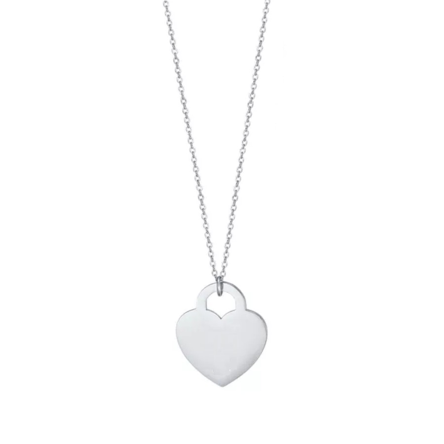 Collana con Ciondolo Cuore a Lucchetto | Acciaio Inossidabile | Personalizzato con Incisione Laser