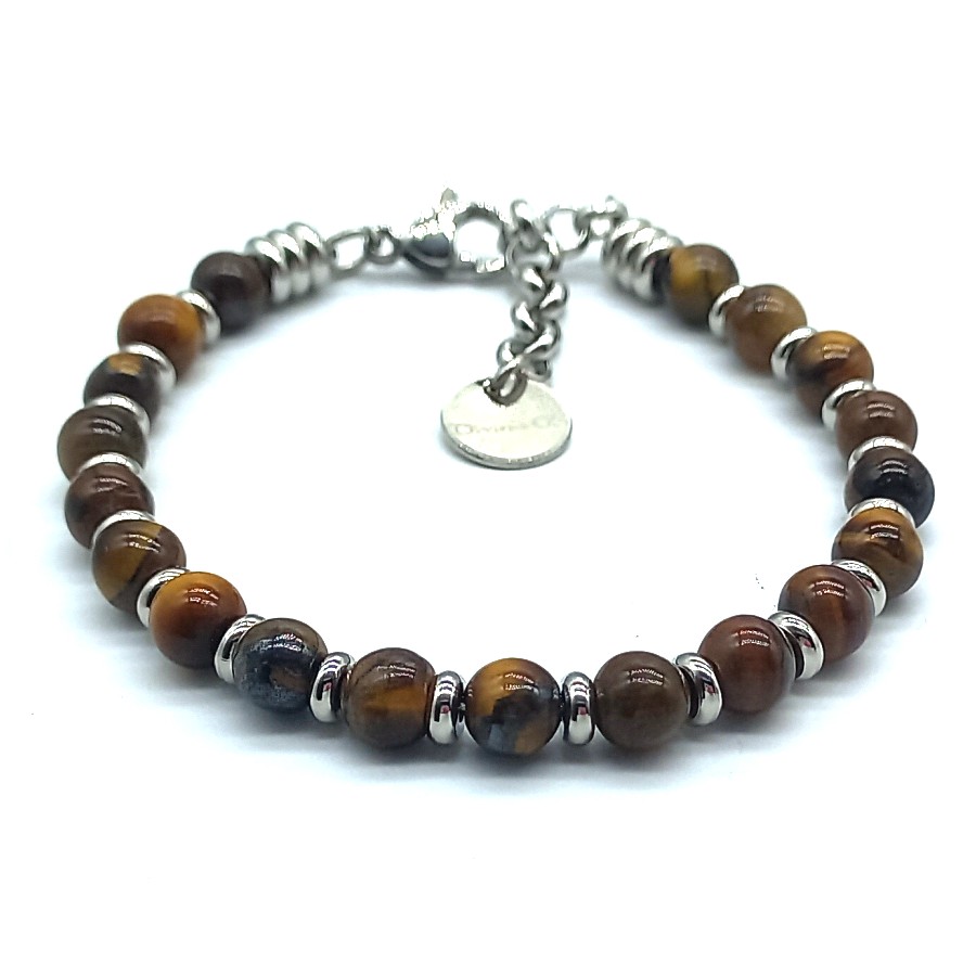 Bracciale Uomo In Occhio Di Tigre E Onice – Regolabile, Elegante, Con Significato Positivo – Idea Regalo Perfetta