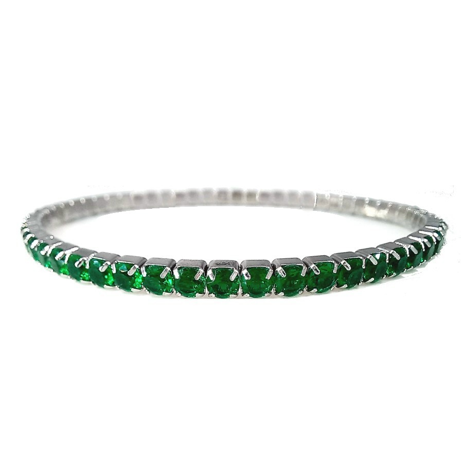 Bracciale Tennis Elasticizzato | Base Acciaio Inossidabile | Crystal Elements 2,5 mm | 8 Colori - immagine 2