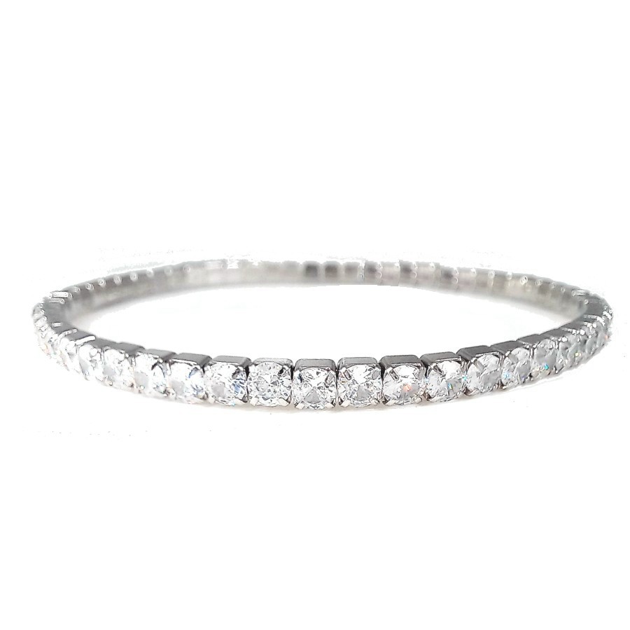 Bracciale Tennis Elasticizzato | Base Acciaio Inossidabile | Crystal Elements 2,5 mm | 8 Colori - immagine 3