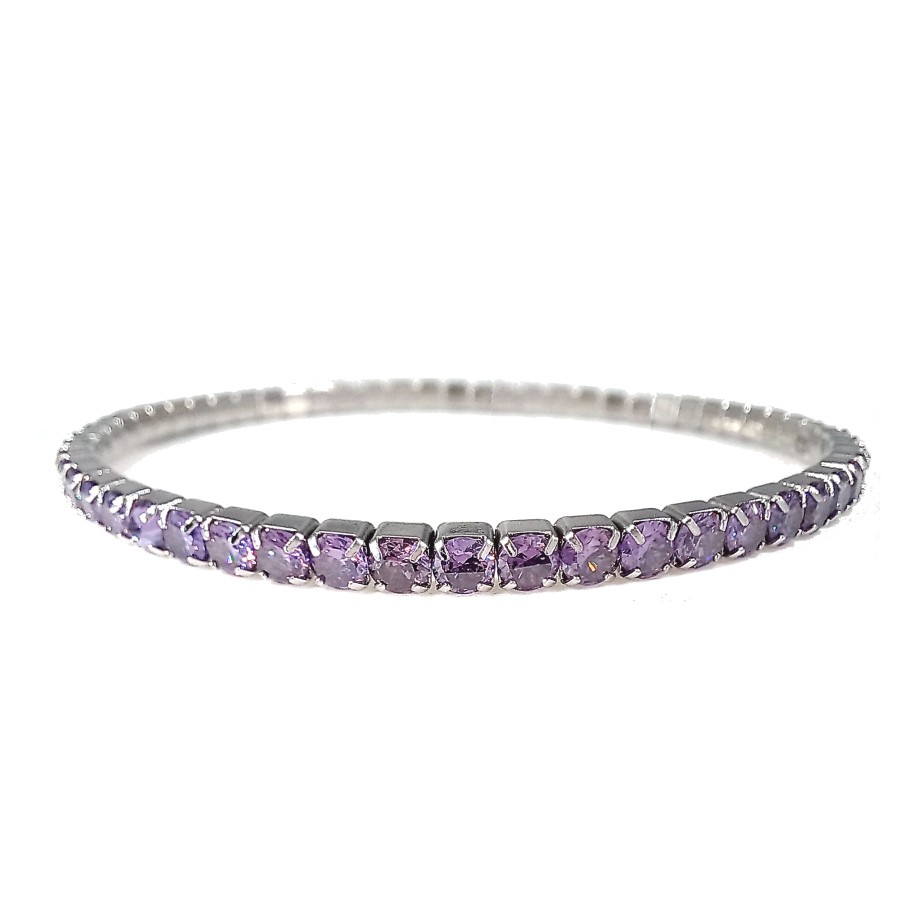 Bracciale Tennis Elasticizzato | Base Acciaio Inossidabile | Crystal Elements 2,5 mm | 8 Colori - immagine 7