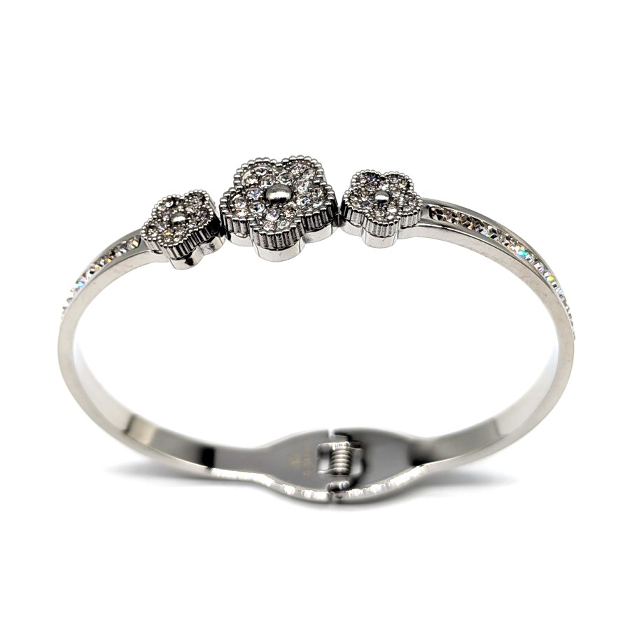 Bracciale Rigid Tris Flower | Acciaio Inossidabile | Apri & Chiudi a Molla
