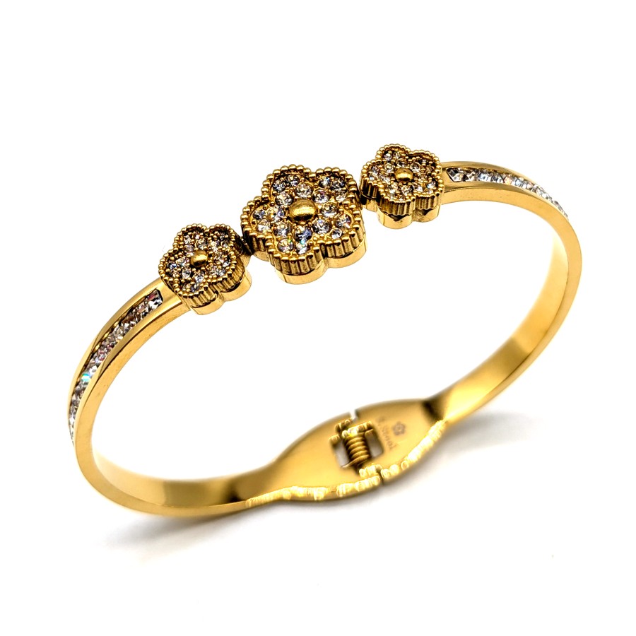 Bracciale Rigid Tris Flower | Acciaio Inossidabile | Apri & Chiudi a Molla - immagine 3