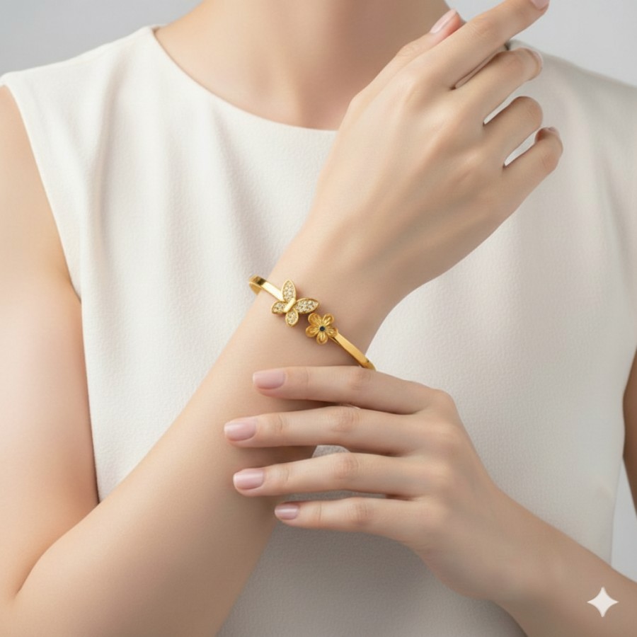 Bracciale Rigid Butterfly | Acciaio Inossidabile | Apri & Chiudi a Molla - immagine 4