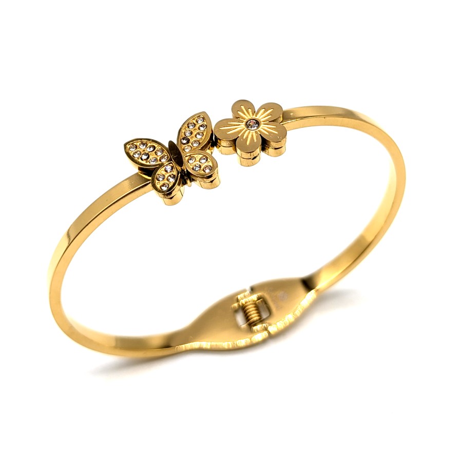 Bracciale Rigid Butterfly | Acciaio Inossidabile | Apri & Chiudi a Molla - immagine 3
